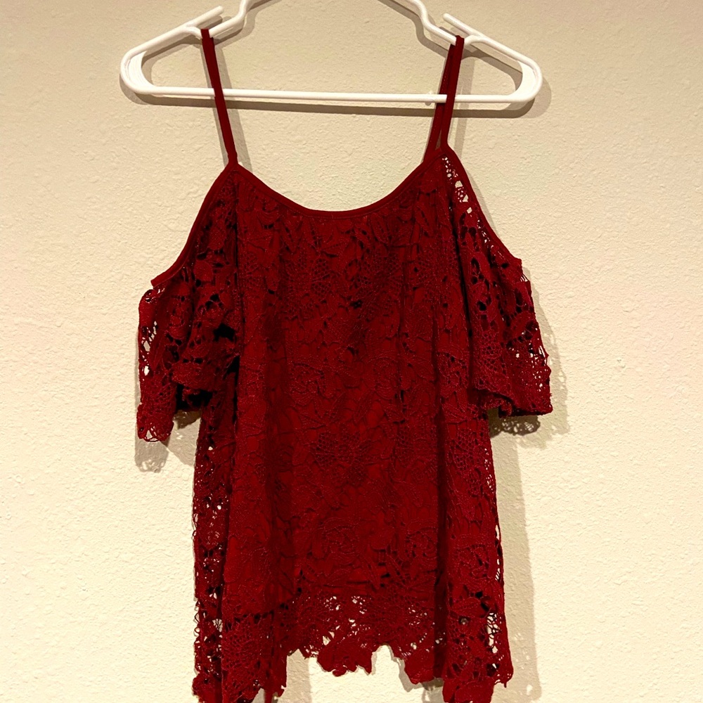 Cold shoulder lace blouse